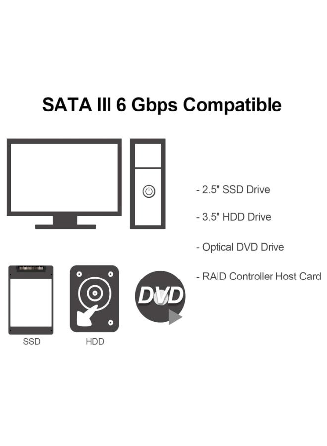 كابل SATA III، كابل بيانات HDD SDD مستقيم بسرعة 6 جيجابت في الثانية، كابل SATA 3.0 لمحرك الأقراص الصلبة SATA HDD، SSD، محرك الأقراص المضغوطة، ناسخ الأقراص المضغوطة، 15.75 بوصة، أزرق، مستقيم - Image 3